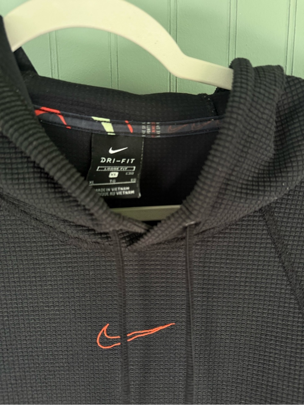 Nike Black Hooded Waffle-Knit Pullover Sweatshirt - Picture 3 of 6
